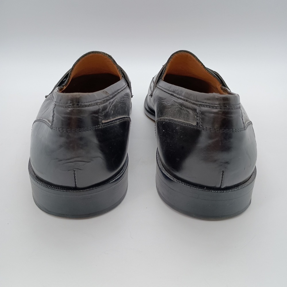 Johnston & Murphy Cellini Mens 11 M Black Brown Woven Leather Tassel Loafers - Picture 4 of 7